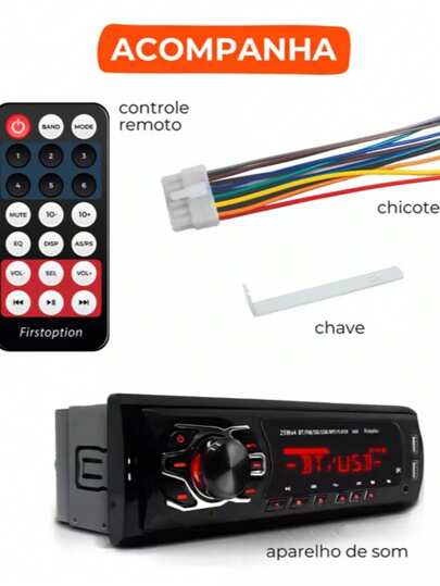 Radio Automotivo com bluetooth usb e carregamento de celular automotivo
