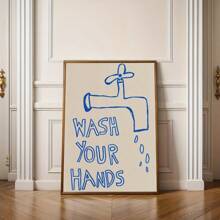[可爱复古海报] 1 幅趣味复古名言无框洗手海报 | 可爱简约油画，原创墙绘，生日礼物，客厅、卧室、厨房、浴室、走廊装饰，防水可重复使用