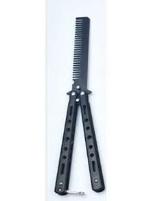 1pc Round Handle Unsharpened Butterfly Training Knife, Comb, CS:GO Outdoor Training Knife, Folding Training Comb,Back To School,Travel Holiday Essentials,Hair Accessories For Women - Multicolor - View 14