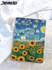 1 件梵高星空和向日葵花卉印花平板电脑保护壳，兼容 iPad 10.2、iPad Pro 11 英寸 2021/2020/10 代、iPad Mini 4/5/6、Galaxy Tab A8 10.5 英寸 2022、Matepad 10.4 英寸/Tab，带铅笔槽，自动睡眠/唤醒，礼物 - 彩色 - 查看 2