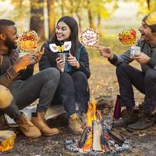 30 Packs Decorative Thanksgiving Photo Booth Props Reusable Give Thanks Harvest Turkey Paper Party Supplies Durable DIY Fall Funny Photo Prop With Stickers For Garden Indoor Thanksgiving Feast Party Decoration - Multicolor - View 6