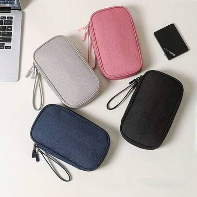 双层防水防震电子产品收纳包，便携式旅行充电器线 USB 驱动器耳机收纳袋，适用于假日旅行、户外活动线收纳充电器配件旅行必需品