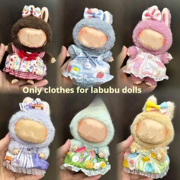Nuevo lanzamiento 2025 - Ropa Labu - Colgante de 17cm - Figuras de plástico de primera y segunda generación - Juguetes de peluche - Conjunto de ropa - Regalo de cumpleaños - Regalo de Pascua - Regalo festivo - Regalo perfecto - 1 pieza de ropa solamente