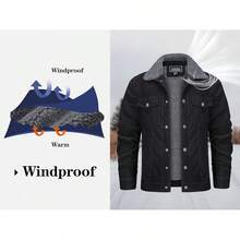 KEFITEVD Men's Corduroy Jacket Sherpa Lined Fleece Trucker Jackets Cotton Turn-Down Collar Jacket Warm Winter Coat