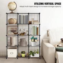 12pc Wire Cube Storage Organizer Shelving Unit Shelves Rack Modular Bookshelf, Interlocking Shelving Unit, Living Room Organizer Display Shelves, Closet Cabinet Organizer Shelves DIY Bookcases - Black-12 Cubes - View 3