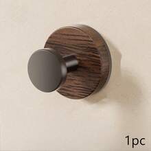 1/3/5Pcs Walnut Wood Grain Plastic Suction Cup Hook Strong Bearing Adhesive Hook For Bathroom And Kitchen No-Drill Creative Knob Design, Portable Storage Hanger