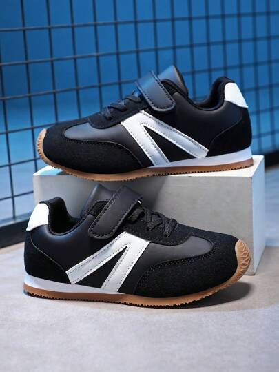 1pair Unisex Lightweight Casual Sneakers With Soft Sole, Straps, Easy To Wear, Ideal For Spring And Autumn New Fashionable Casual Sneakers For Boy, Girl, Kids, Versatile Matching Footwear Kids' Breathable Casual Sports Shoes, Boys And Girls Athletic Trainers