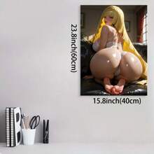 Framed 1pc Canvas 2D 1pc Canvas Poster Anime Sexy Girl Model Cosplay Art Print Home Decor Wall  For Home Decor, Pattern Wall Art, Living Room, Bedroom, Office, Restaurant, Valentine'S Day Gifts For Valentine's Day, Easter