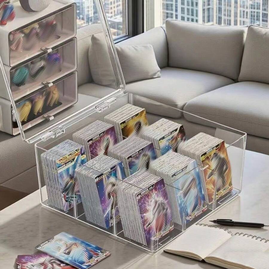 1 Peça Caixa de Coleção de Cartões de Negociação com Divisórias, Estojo de Cartão TCG para Magic, Cartões Esportivos, À Prova d'Água, Resistente a Arranhões, Caixa de Armazenamento de Cartões para Organizar e Armazenar Cartões de Jogos e Outros Cartões de Jogos de Tabuleiro