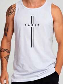 Men's Tank Top Gym Workout Summer Fashion 100% Cotton Casual Basic - 白色 - 查看 1