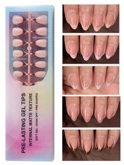 150Pcs Short Almond False Nails Set - 5 Different Fashionable Color Systems, Matte French False Nails, Soft Gel False Nails, 15 Sizes Easy Diy, Suitable For Girls And Women As Salon Nail Decor, Can Be Used As Summer Gift For Females Press On Nails Nail Supplies Nails