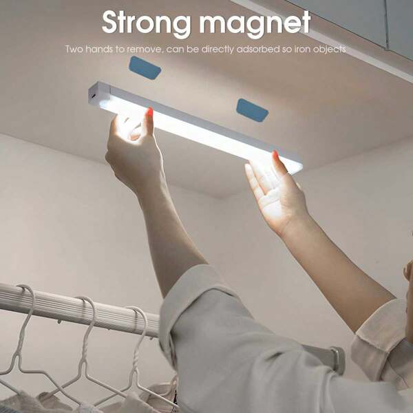 Intelligent LED Lights Human Body Induction Lamp, Home Decor Ultra-Thin Cat's Eye Hill Light Strip, Rechargeable Self-Adhesive Wardrobe Wine Cabinet Light Strip,10cm/200mAh,30cm/400mAh,50cm/400mAh Sensor Light Closet Light