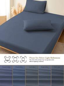 1件装100%纯棉深蓝灰色床笠，深口袋设计，纯色柔软透气，四季皆宜，可作床垫保护套、床垫罩、床单，柔软透气，适用于各种尺寸的床——单人床、双人床、特大号床、大号床。深口袋设计，最大口袋深度可达11.8英寸。也可作床罩、学生宿舍床单使用。