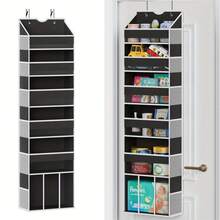 Over The Door Organizer Hanging - 6 Shelf Over Door Organizers With 6 Clear Front &12 Side Pockets - Swing-Proof 50LB Load Behind Door Storage For Closet Bedroom Bathroom Nursery Baby Essentials - màu đen - Xem 1