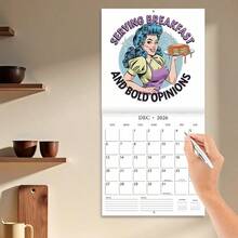 Calendario 2026 "Casalinga Velenosa", calendario mensile di 12 mesi, decorazione pittorica per la pianificazione familiare, regalo di Natale e Capodanno - Tagli Unica - Visualizzare 3
