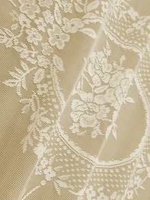 1 件双层 100% 遮光无钻窗帘，浪漫蕾丝透明顶层和自粘轻质底层面料，隐私保护和遮阳，自粘便携式窗帘适用于门、卧室、客厅、办公室、地下室、厨房、变暗房间、秋季装饰、秋季装饰、房间装饰 - 米色 - 查看 10