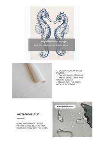 1 tranh in hình cá ngựa xanh nước biển cổ điển không khung, tranh treo tường phòng tắm ven biển với họa tiết vải lanh, áp phích trung tính về biển cho phòng tắm spa & trang trí nhà trên bãi biển | Phong cách Hamptons, vật dụng thiết yếu trong ký túc xá - Nhiều màu - Xem 10