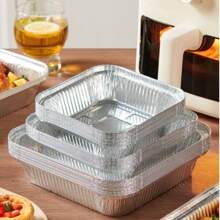 10 pièces Plateau en feuille d'aluminium pour friteuse à air, boîte en papier spécial, boîte de barbecue, bol en feuille d'aluminium pour la cuisson, plateau en aluminium absorbant l'huile pour la maison. Peut être utilisé pour le grillage, la friture de poitrine de porc, la mise en place de fruits et le service de légumes.