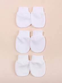 3 Pairs Newborn Baby Anti-Scratch Mittens - White - View 4
