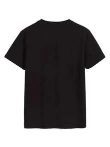 Men's Short Sleeve Casual Shirt, Urban Style Printed T-Shirt, Black And Yellow Arrow Design, Summer Look - 黑色 - 查看 2