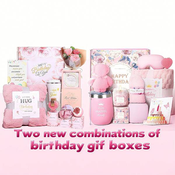 BouZaFoFa Two Combinations Spa Purple Gift Basket For Women - Birthday & Mother's Day Luxury Self-Care Set, Relaxation Pamper Box Special Treats For Her, Mom, Sister, Best Friend