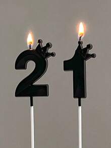 Black Shell Crown Numeric Birthday Anniversary Theme Party Cake Decorative Candles