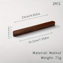 2pcs Walnut Wood Drawer Pulls - Polished Metal Surface, Cabinet And Wardrobe Handles - Walnut - View 6