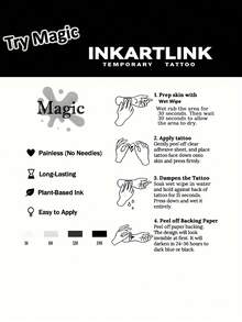 INKARTLINK革命性技术纹身，半永久纹身，平行线臂章纹身，逼真纹身，临时纹身，防水，真实纹身外观，小众设计纹身，水果纹身，植物纹身 - 黑色 - 查看 6