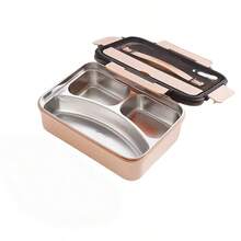 1 buah Kotak Bekal Stainless Steel, 1 buah Kotak Bekal Anti Bocor Stainless Steel 304 Tahan Lama, Kotak Bento 3 Kompartemen, Dilengkapi dengan Peralatan Makan Stainless Steel, Mudah Dibersihkan, Ideal untuk Sekolah dan Kerja - MultiWarna - View 23