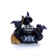 Whimsical Black Cat Cauldron Tealight Holder - Enchanting Halloween Decor For Cozy Ambiance And Spooky Celebrations