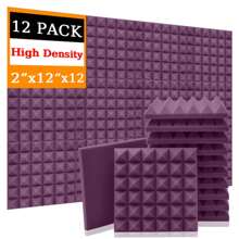 TOUO 金字塔吸音泡沫板 6-48 块，8 种颜色，高密度隔音泡沫 12 英寸 X 12 英寸 X 2 英寸 / 12 英寸 X 12 英寸 X 1.18 英寸，适用于墙壁、工作室、鼓室、办公室的隔音和声学处理 - 彩色 - 查看 38