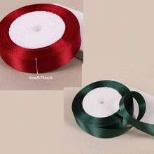 2 piezas Conjunto de cintas navideñas, burdeos y verde oscuro, materiales para hacer flores de rosa para decoración navideña DIY, decoración de bodas, adecuado para manualidades DIY, envoltura de regalos, decoración de bodas - Cinta de lazo hecha a mano para empaquetado, exhibición y empaquetado de joyería, elaboración de cuentas y joyería, cinta decorativa para fiestas navideñas, cinta de satén para empaquetar pasteles, cinta decorativa para respaldos de sillas