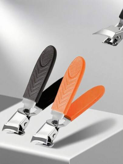 1 st nagelklippare i rostfritt stål - Modern, bred öppning, stänkskyddande, långt handtag, böjd kant för tjocka tånaglar, oparfymerad, perfekt för män och äldre, nagelvård | Snygg nagelklippare | Ergonomisk design