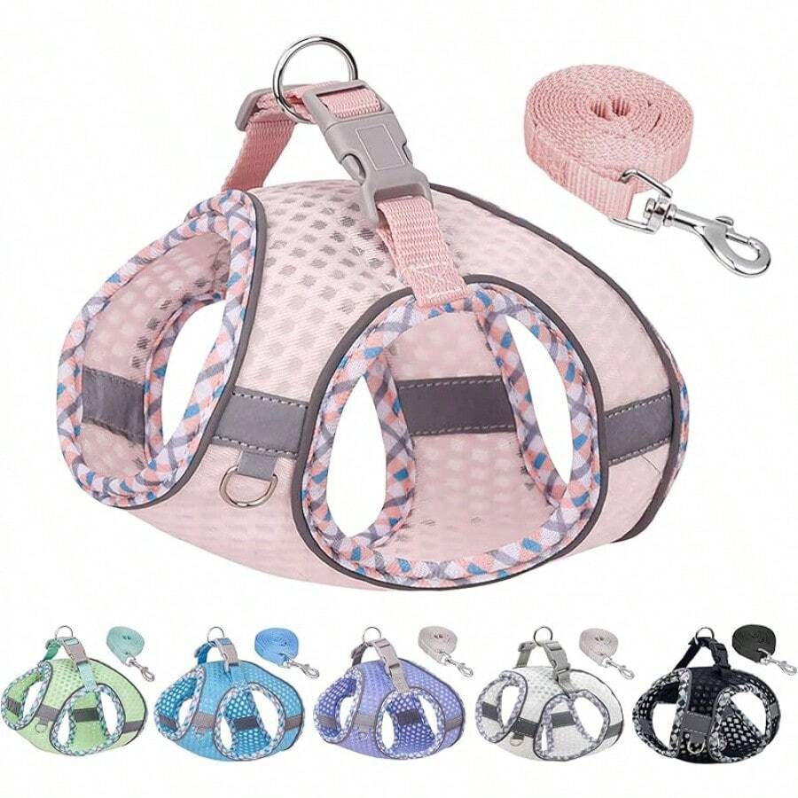 Step In Dog Harness And Leash Set, No Pull Escape Proof Vest Harness With Soft Mesh And Reflective Bands, Adjustable Pet Outdoor Harnesses Medium Size Dogs Pearl Pink MChristmas FKXY - Hồng ngọc trai - Xem 1