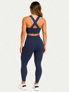 Women Sports Sets - Navy Blue - View 2