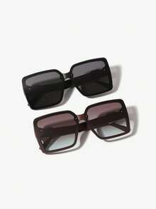 1副女士亚克力休闲大框时尚眼镜，简约设计，有色镜片，适合户外活动和日常佩戴 - 彩色 - 查看 7