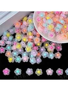 100颗/包 12毫米亚克力透明磨砂花珠串珠小雏菊彩色手链头饰手机链DIY散珠