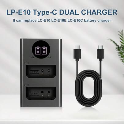 EDEKOY LP-E10 USB Dual Charger, Compatible With LC-E10 Charger, Suitable For EOS Rebel T3, T5, T6, T7, T100, Kiss X50, X70, X80, X90, 1100D, 1200D, 1300D, 1500D, 2000D, 3000D, 4000D Cameras