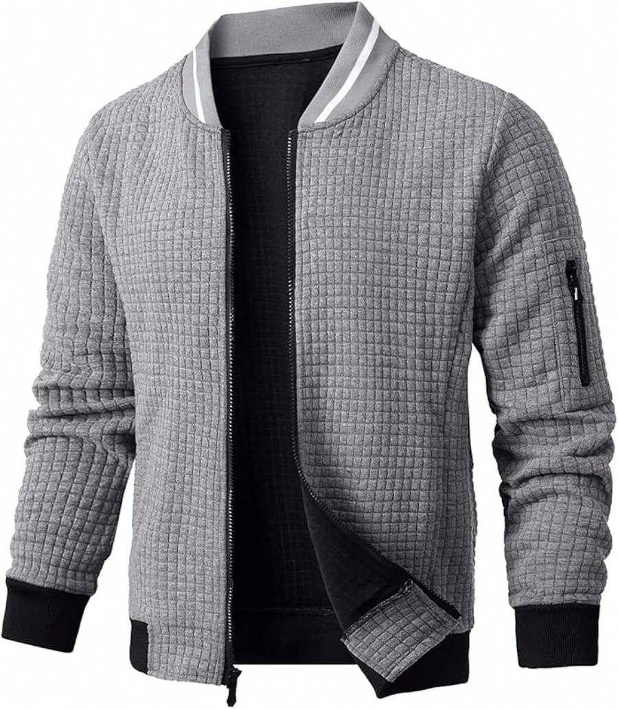 Mens Casual Lightweight CoatChristmas MQ4K - 灰色 - 查看 1