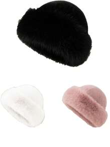 1顶女士加厚抓绒渔夫帽，时尚保暖冬帽，适合搭配羊毛大衣和冬季服装