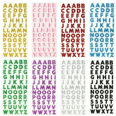 กลิตเตอร์คริสตัล สติกเกอร์ตัวอักษรแอลฟาเบต DIY ดีไซน์ชื่อสำหรับงานสแครปบุ๊ก อุปกรณ์เสริม PC โทรศัพท์ ตกแต่ง สติกเกอร์คำศัพท์ภาษาอังกฤษ A-Z แบบติดด้วยตัวเอง