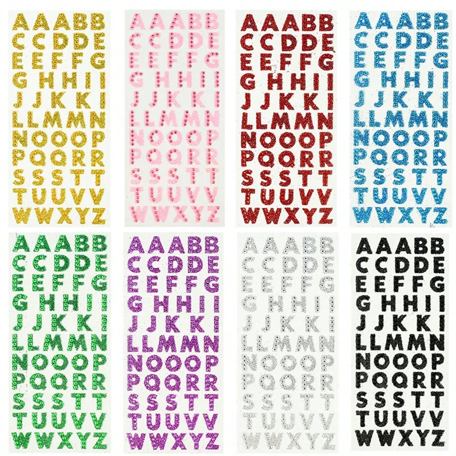 Nhãn dán chữ cái pha lê lấp lánh tự làm thiết kế tên thủ công vật dụng làm sổ lưu niệm trang trí điện thoại máy tính - Nhãn dán tự dính từ tiếng Anh A-Z - Nhiều màu - Xem 1