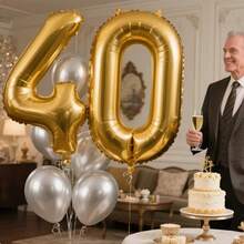 Kit 2 - 32 Inch Metallic Number Balloon 70 CM Balloon Balloons For Birthday Parties Decorations Gold - 金色 - 查看 1