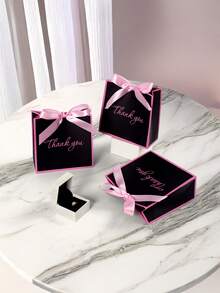 10pcs/5pcs/1pc Fashionable Creative Thank You Gift Bags, Romantic Girl Style Black & Pink Bow Decor, Elegant "Thank You" Printed, Gift Bags For Holidays, Birthdays, Weddings, High-Quality Paper Tote Bags To Add Ceremony To Thanksgiving, Suitable For Holiday Gifts, Party Favors, Birthday Parties, Business Appreciation