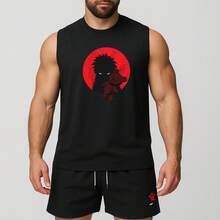 conjunto regata oversized e short de tactel de academia másculino estampada gaara com urso - preto/preto - Visão 1