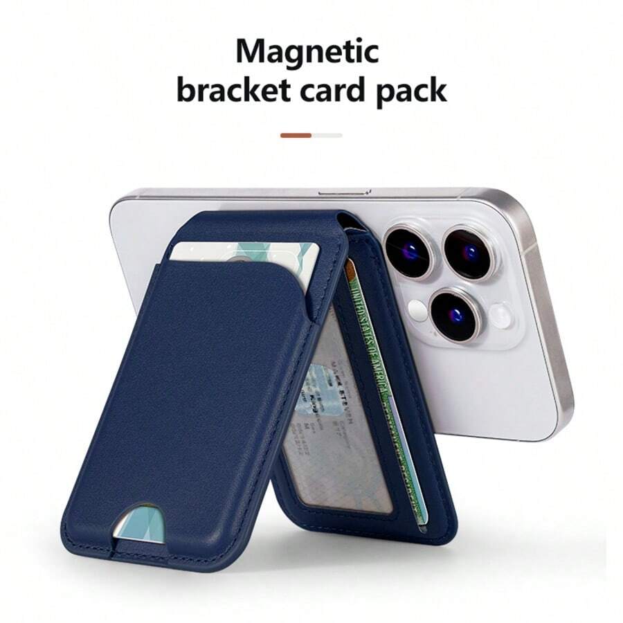 Magnetic Phone Wallet For IPhone 16/15/14/13/12 Pro/Max - MagSafe Compatible RFID Leather Card Holder Stick On Case, Strong Secure Attachment - Màu xanh lam - Xem 1