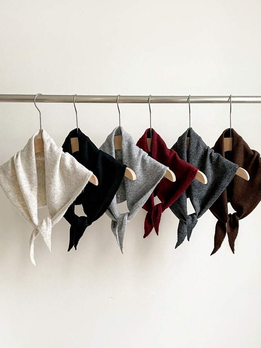 1pc Women Solid Color Triangular Wool Blend Women Scarf, Knitted Warm Decorative Elegant Retro Style Scarf, Suitable For Outdoor Travel, Spring, Autumn, Winter, Snow Season Women Winter Scarves For Dress - Multicolor - View 1