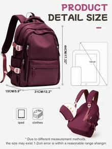 School Travel Laptop Backpack Lightweight Bag College Backpack For Cute Durable Backpack Casual Day Pack For Girls And Boys, Large Capacity Portable Backpack For Outdoor, Travel, Hiking, School. New And Old Versions Are Sent Randomly, New And Old Versions Are Shipped Randomly - Burgundy - View 3
