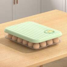 1PC自动翻盖鸡蛋收纳盒冰箱侧门储物架厨房专用鸡蛋托收纳工具冷冻饺子盒水果收纳盒塑料储物盒