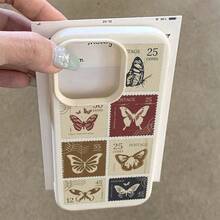 1 pieza Funda de teléfono TPU con estampado de mariposa vintage en toda la pantalla compatible con teléfonos Apple// - Blanco - Ver 4